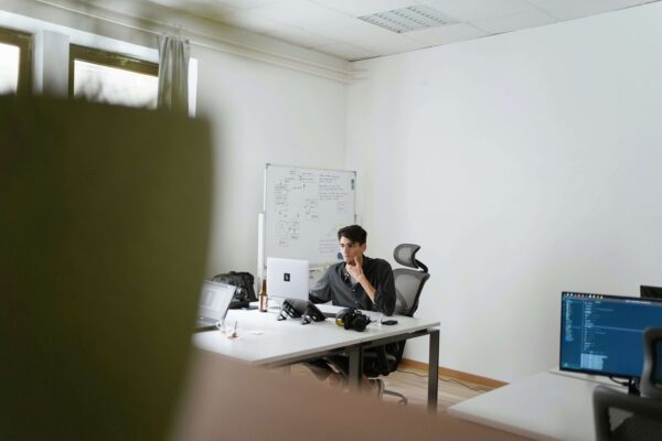 Man working on laptop
