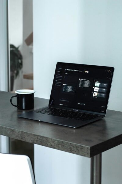 Laptop on table